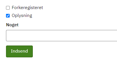 Formular med udfyldt afkrydsningsfelt